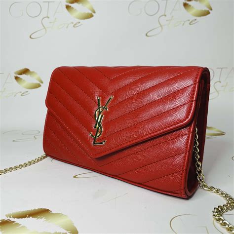 ysl red patent leather clutch|YSL monogram quilted leather clutch.